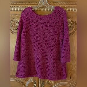 Chico's sz 2 Raspberry Crochet Sweater